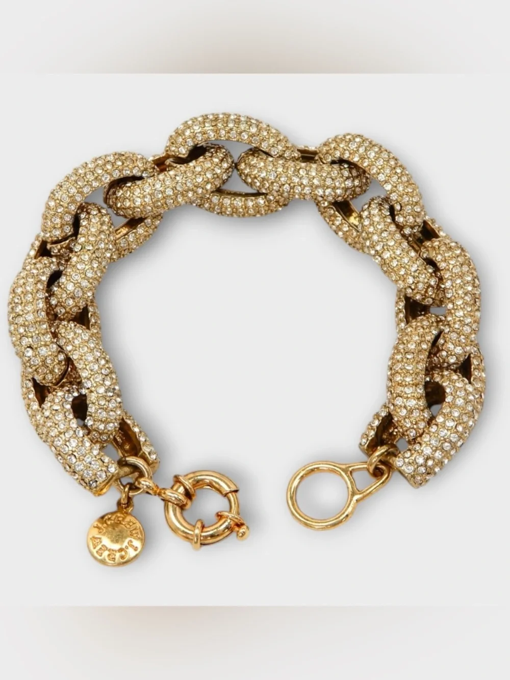 J.Crew Gold Tone Rhinestone Pave Chunky Link Statement Bracelet